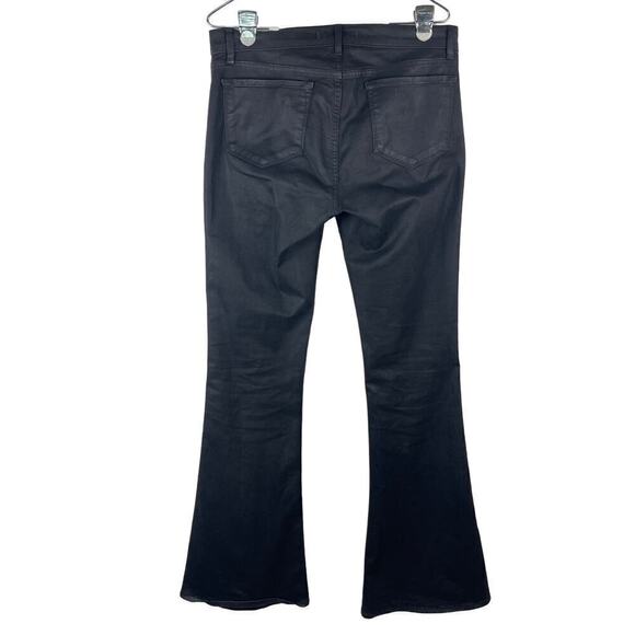 J Brand Coated Flare Black Stretch Pants Bell Bottom Coat Steal Women's Size 31 - Picture 2 of 9